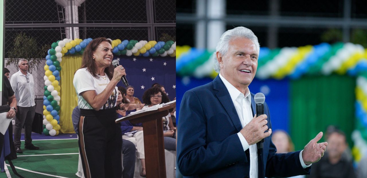 Caiado e Gracinha entregam quadra poliesportiva em colégio da cidade de Goiás
