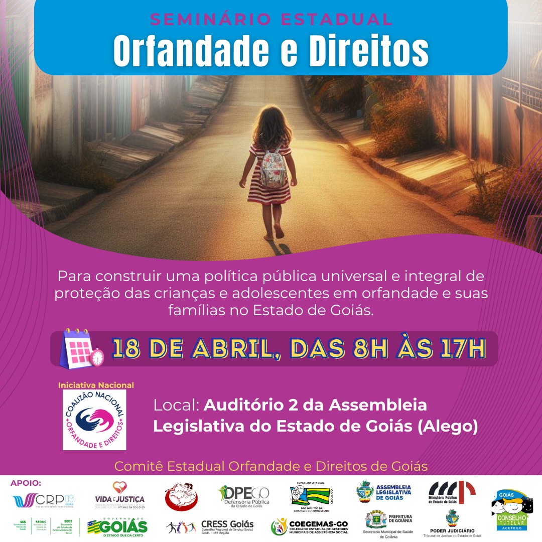 Seminário Estadual Orfandade e Direitos discute situação de crianças e adolescentes em orfandade no Brasil e em Goiás