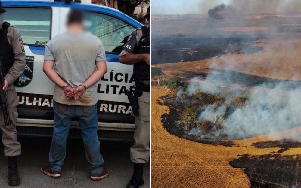 Suspeito é preso por incendiar pasto e destruir 700 hectares de fazendas em Goiás